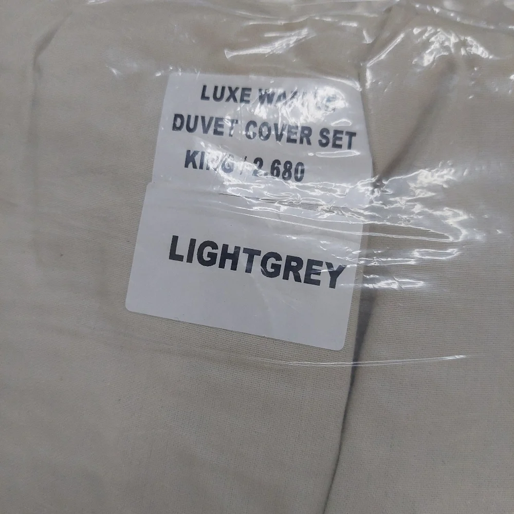 Quince 100% Organic Cotton Waffle Light Gray Duvet Cover! King/ Cal King  (405)